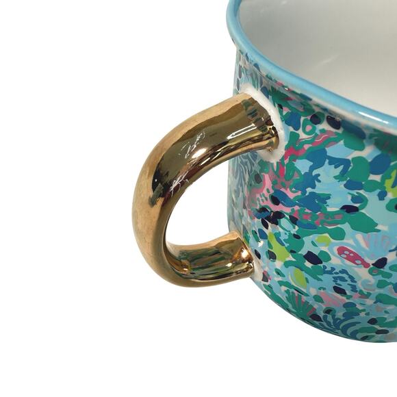 Lilly Pulitzer Mug Set | Coastal Floral Print Gold Handle | Prep Collector Mugs - Picture 7 of 8